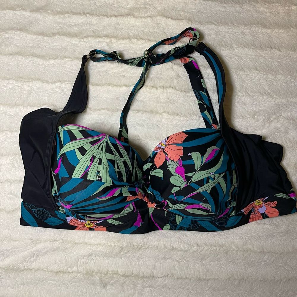 Terra & Sky 3X plus size floral underwire swim suit top EUC - worn once